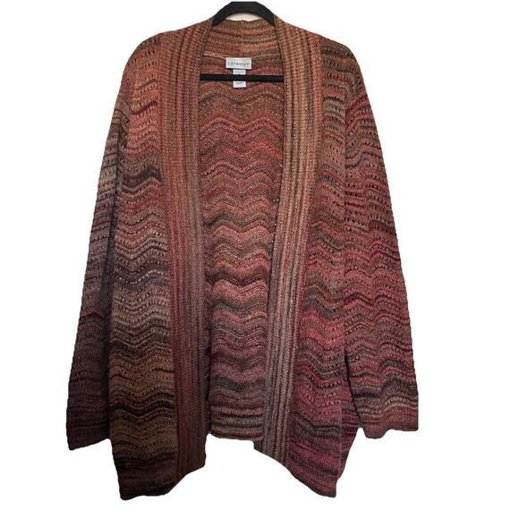 Catherines Loose Knit Chunky Open Front Cardigan Size 3X Boho Hippie - Picture 5 of 5
